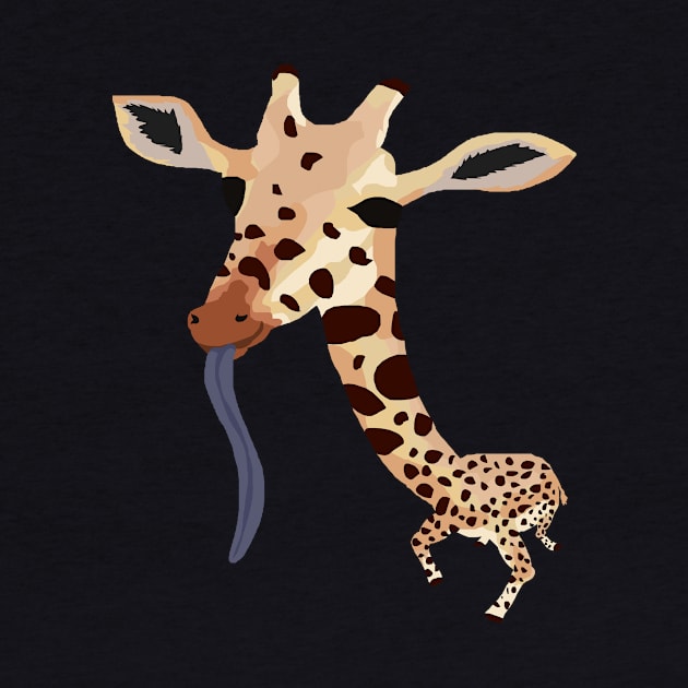 Silly looking giraffe with its tongue out by Mushcan